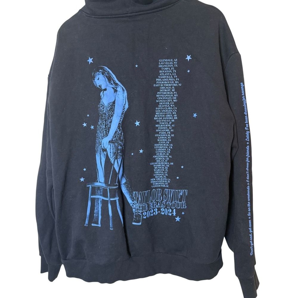 Taylor Swift The Eras Tour Hoodie XL Black Blue Vigilante Sweatshirt Live Photo